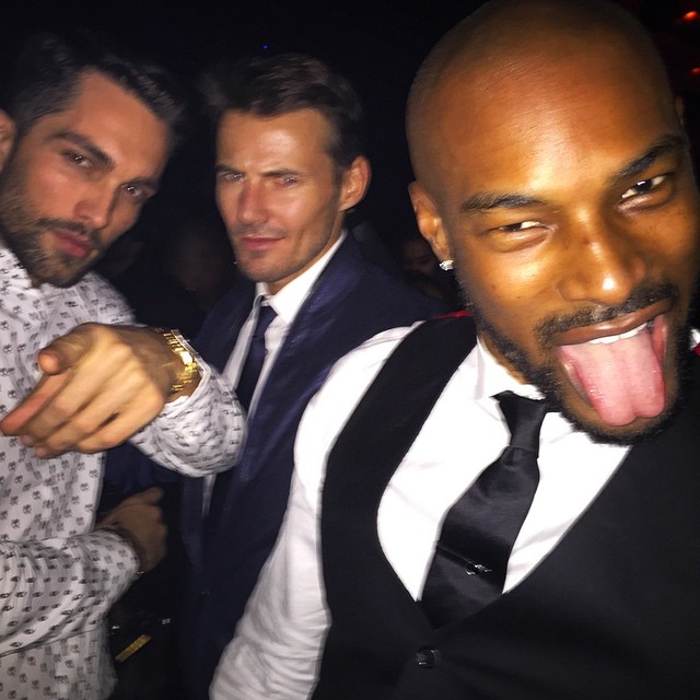 Tobias Sorensen, Alex Lundqvist and Tyson Beckford pose for a fun image