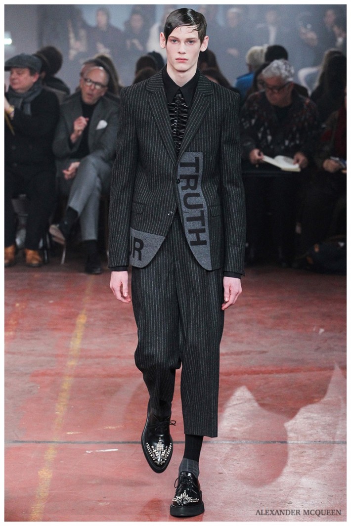 Alexander McQueen Embraces Somber Pinstripes & Floral Prints for Fall ...