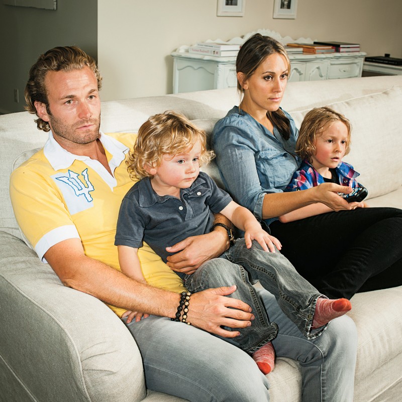Brad Kroenig, his wife Nicole and their sons, Jameson and Hudson in their New Jersey home last summer