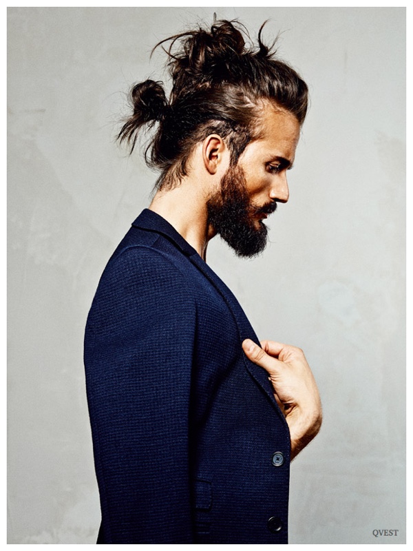 Finn Brock Rocks Chic Men’s Hair Updos for QVEST Shoot