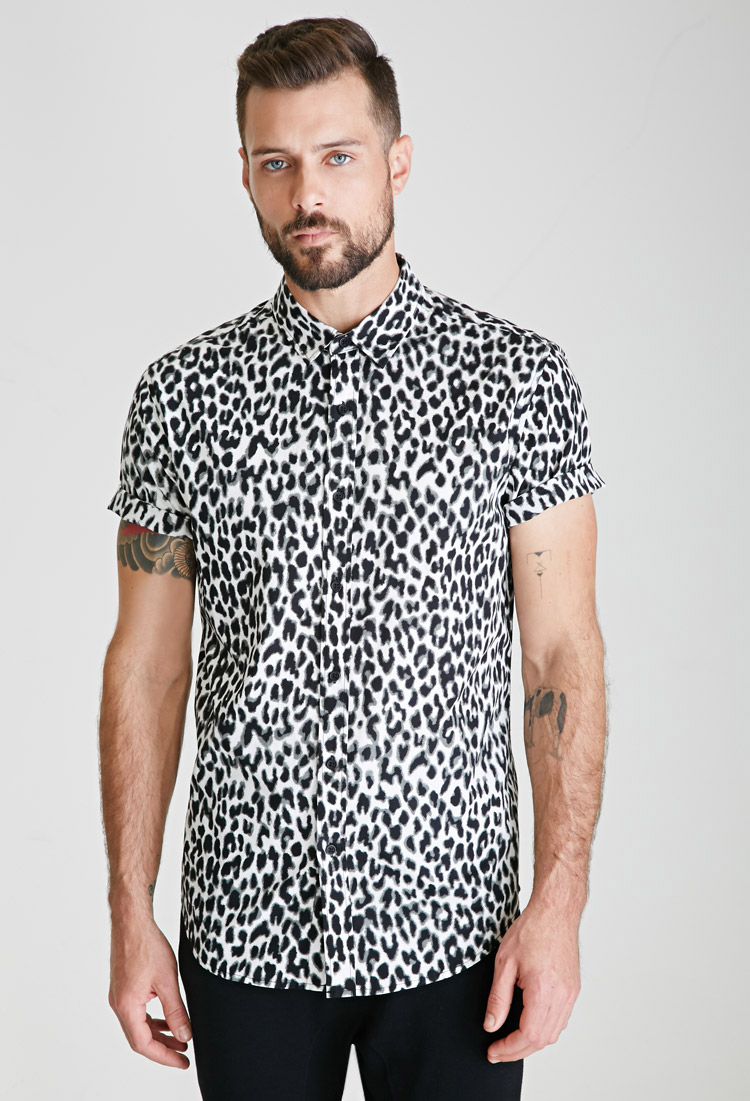 Leopard Print Button-Down Shirt