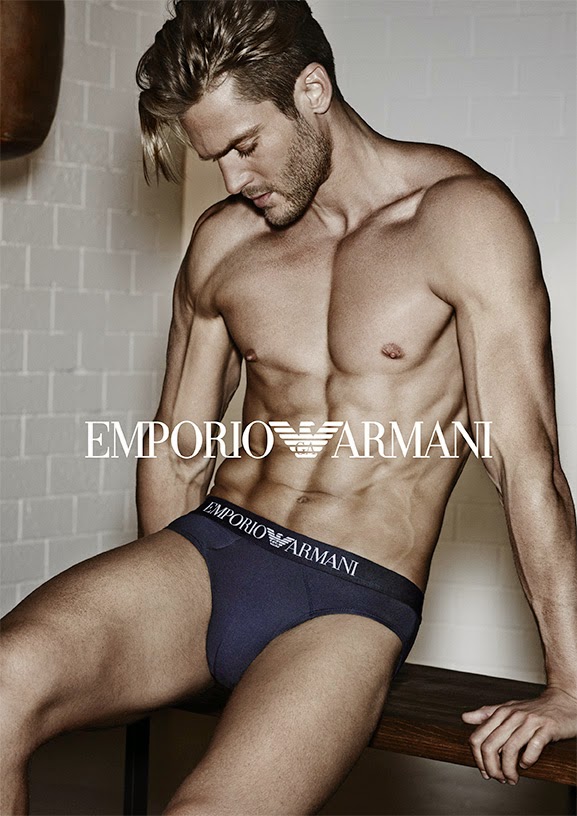 Model Jason Morgan for Emporio Armani's spring-summer 2015 underwear advertising campaign.