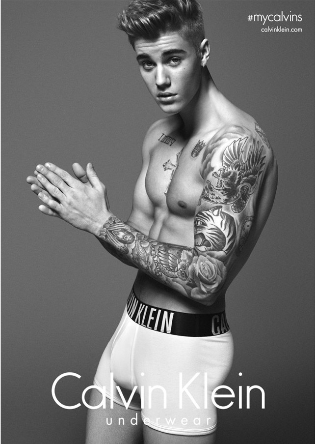 A photo from Justin Bieber's Calvin Klein Underwear campaign.