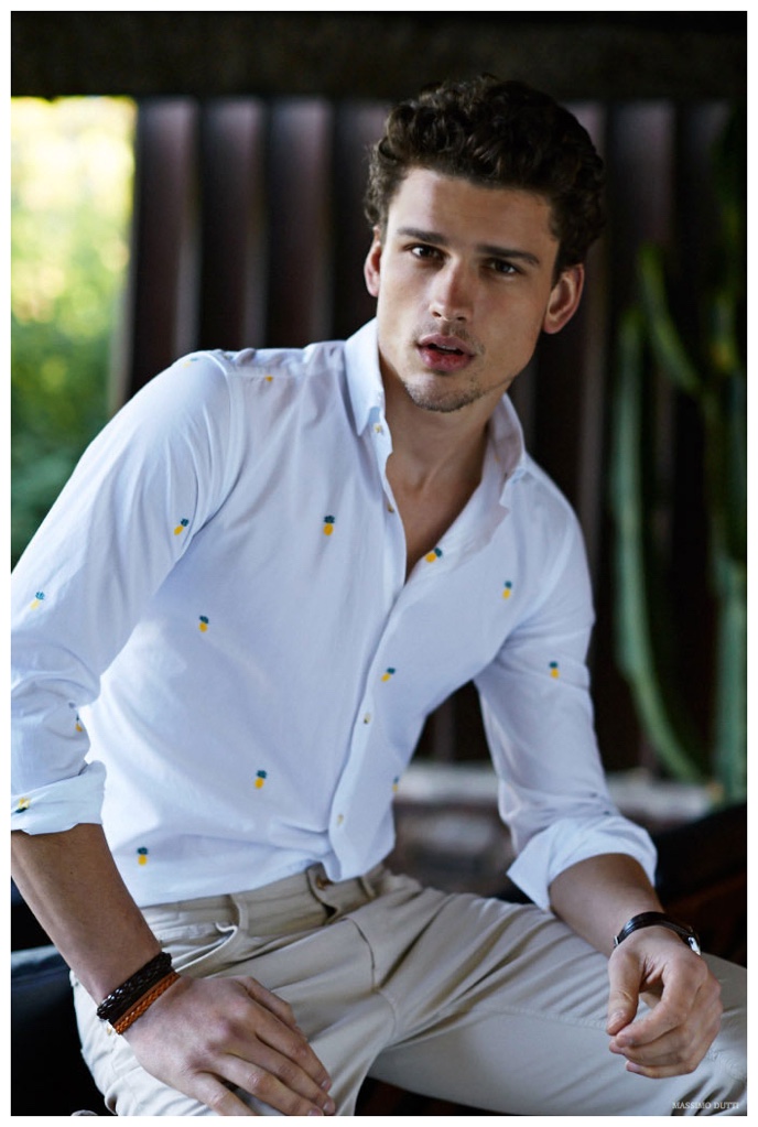 Simon Nessman Models Transitional Spring Fashions for Massimo Dutti Men