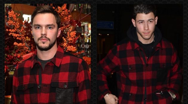 Nick Jonas vs Nicholas Hoult: Who Wore Coach's Buffalo Check Shirt Jacket Best? Left: Nicholas Hoult celebrates the holidays with Coach. Right: Nick Jonas pictured in London recently.