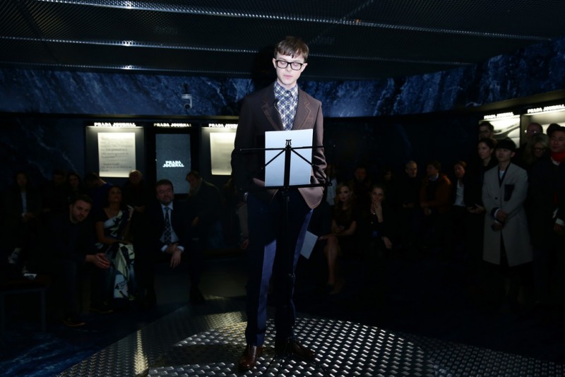 Dane DeHaan takes the stage at Prada Journal event.