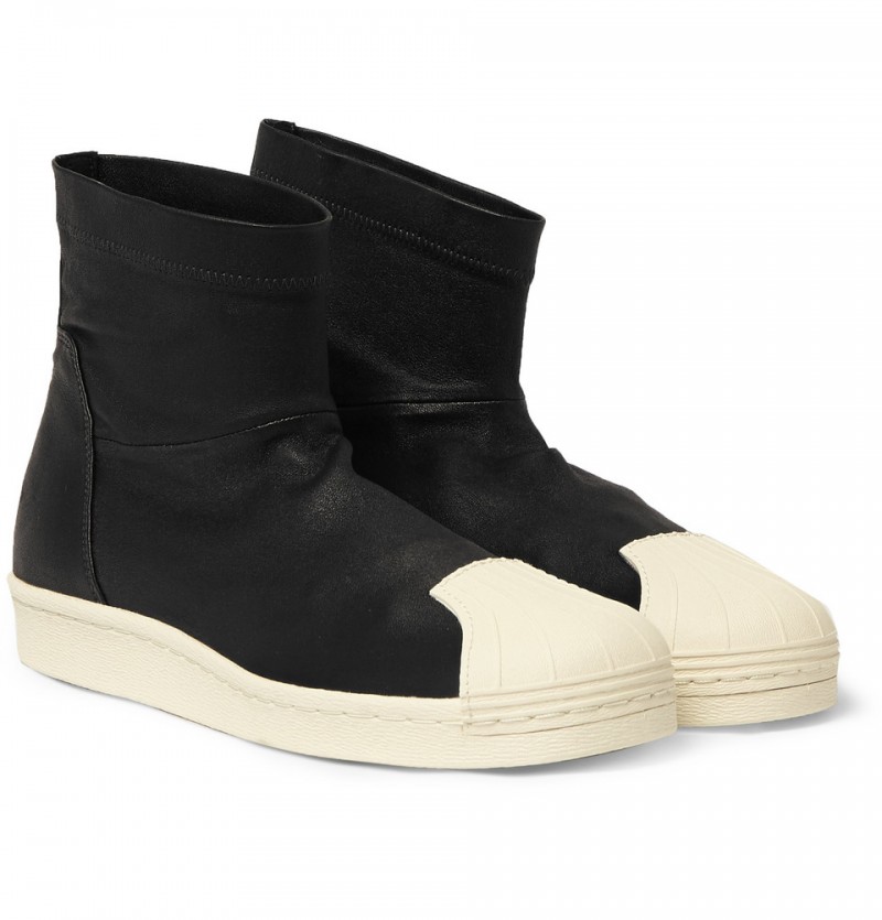 Rick Owens x Adidas Leather High Top Sneakers
