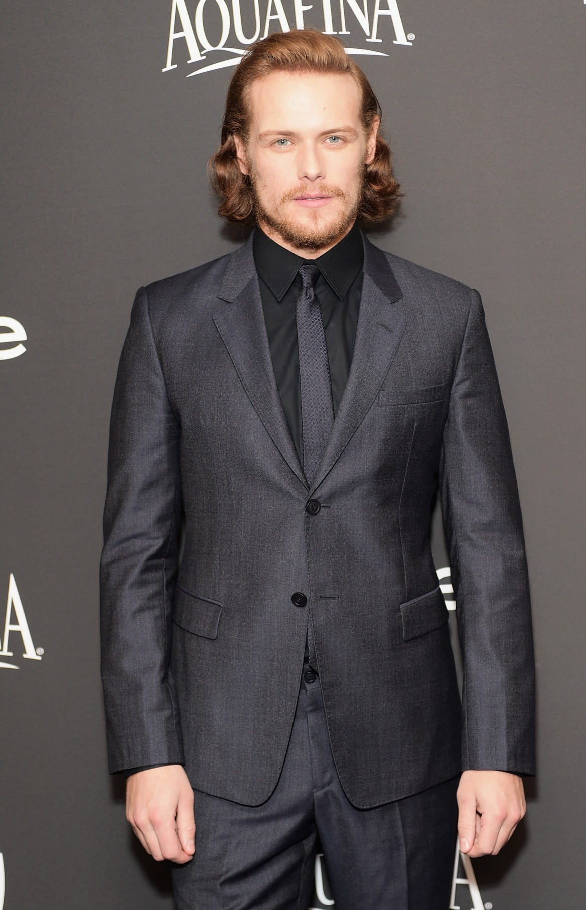 Sam Heughan Wears Emporio Armani to InStyle + Warner Bros. Golden