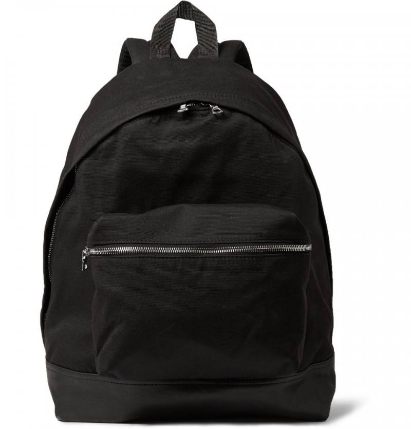 Sandro Leather Trimmed Canvas Backpack