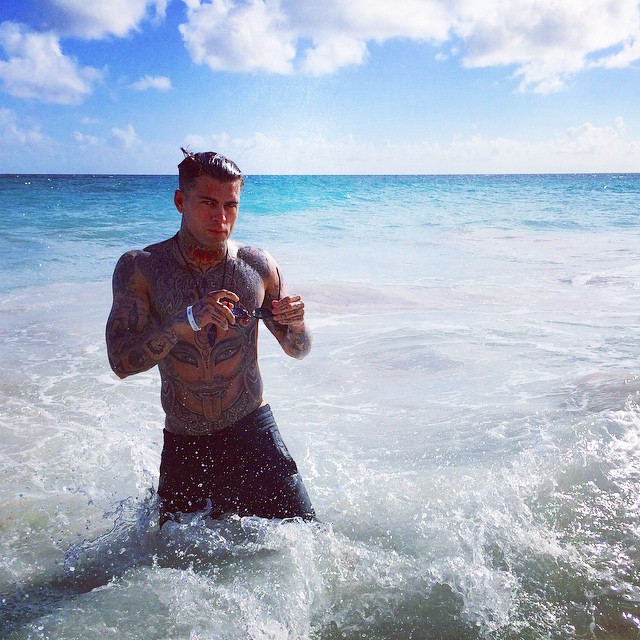 Stephen James relaxes in Barbados