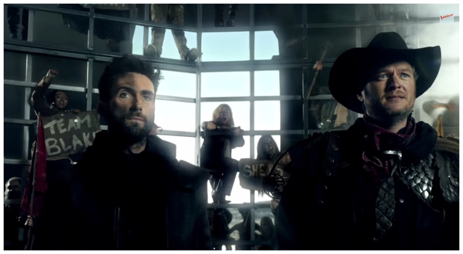 Adam Levine + More Don Rugged Styles for 'The Voice' Mad Max Themed Super Bowl Commercial