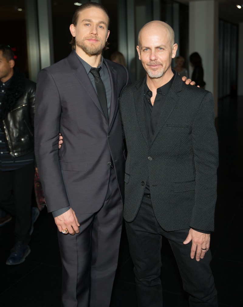 Charlie Hunnam and Calvin Klein Collection men's creative director Italo Zucchelli
