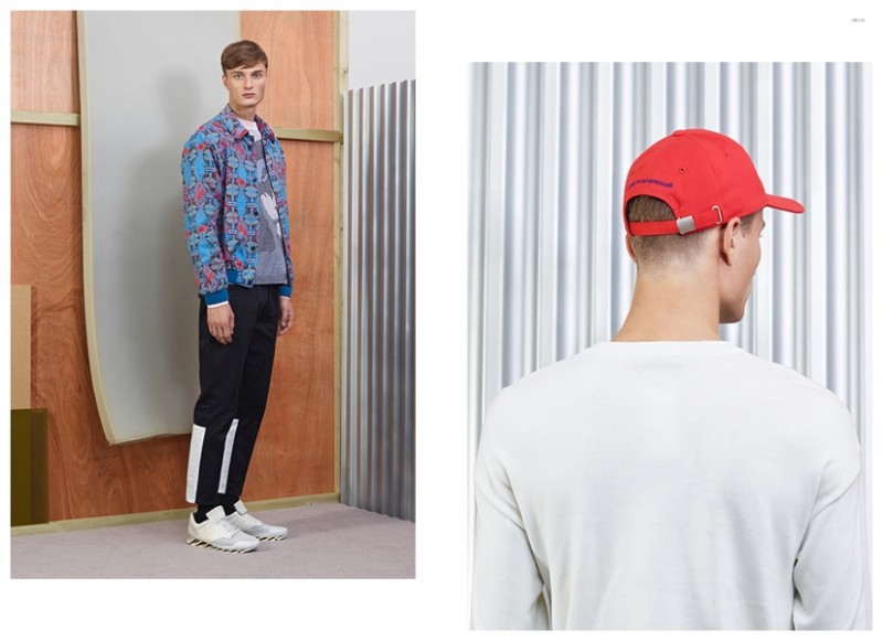 Left MELINDA GLOSS Ethnic Print Jacket KENZO Les Miserables Jumper MARNI Block Detail Trousers ADIDAS ORIGINALS x RICK OWENS Spring Blade Sneakers Right GOSHA RUBCHINSKIY Motif Baseball Cap GOSHA RUBCHINSKIY Alien Print Jumper