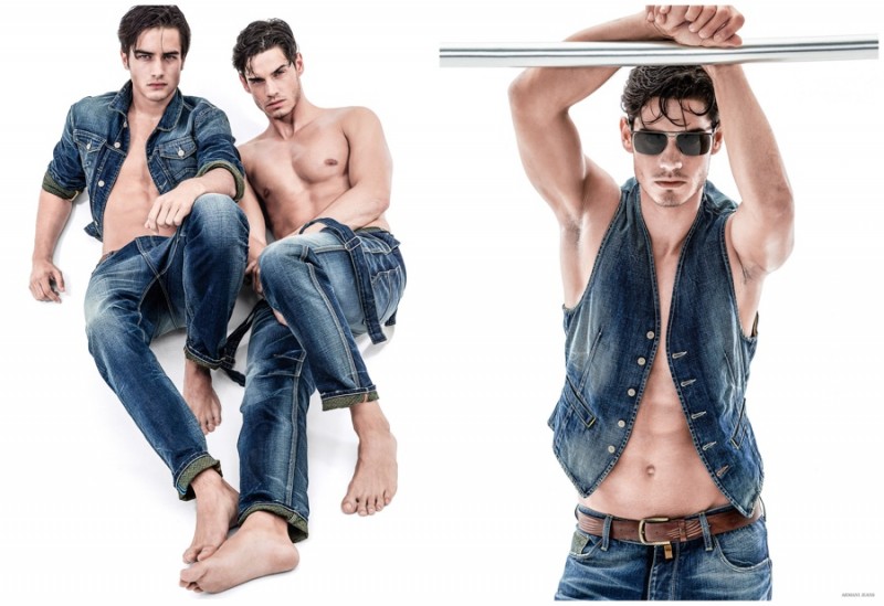 Denim and Skin: Models Aleksandar Rusic and Alex Wilms show off the label's latest denim essentials.