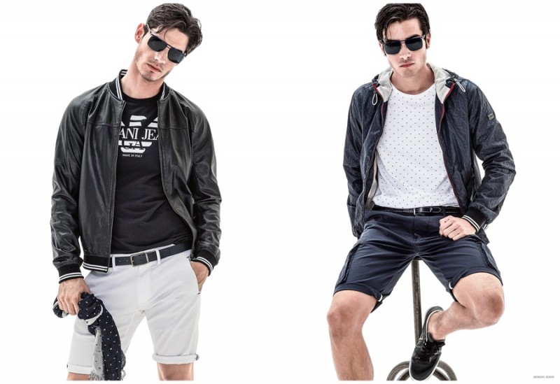 Armani Jeans embraces cuffed shorts for spring.