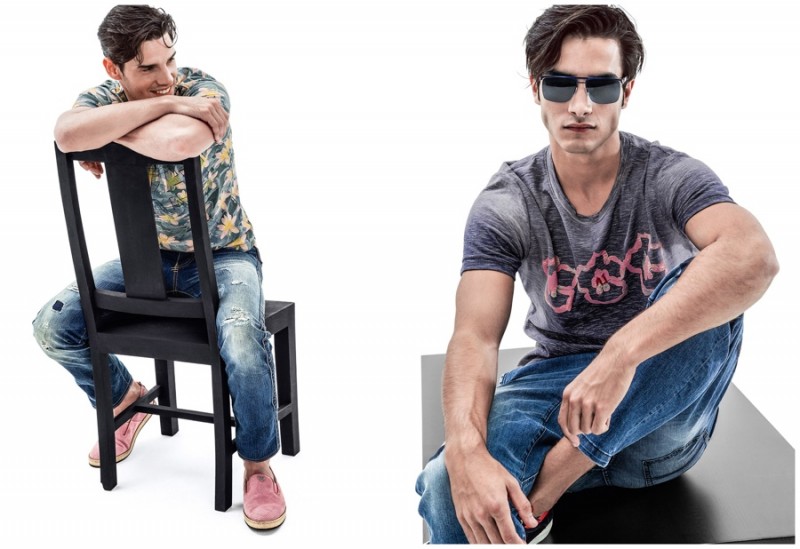 Alex Wilms and Aleksandar Rusic model graphic t-shirts.