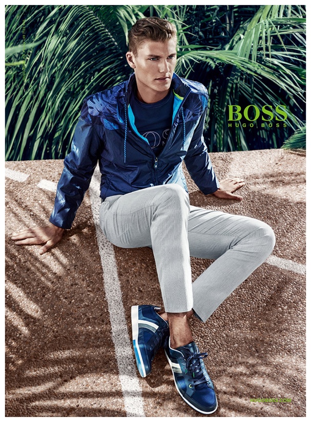 Mikkel Jensen Models Smart, Sporty Styles for BOSS Hugo Boss Green ...