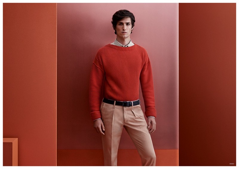 A boxy crewneck offers a fresh shape for spring knitwear.