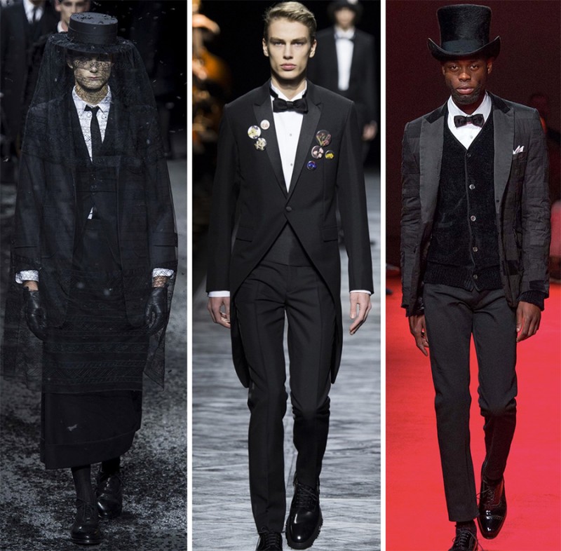 Left to Right: Thom Browne, Dior Homme, Junya Watanabe