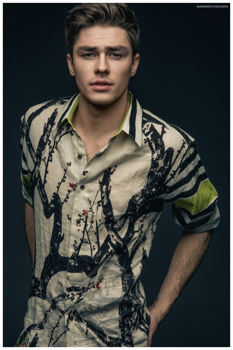 Tyler wears shirt Robert Graham. 