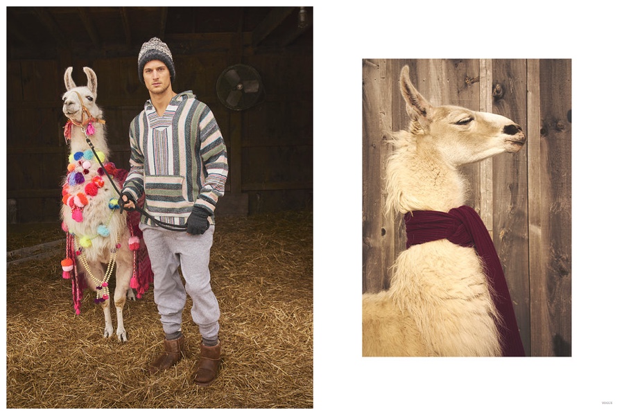 Vogue Raves About Llamas, Shoots Garrett Neff in Pajamas with Llamas