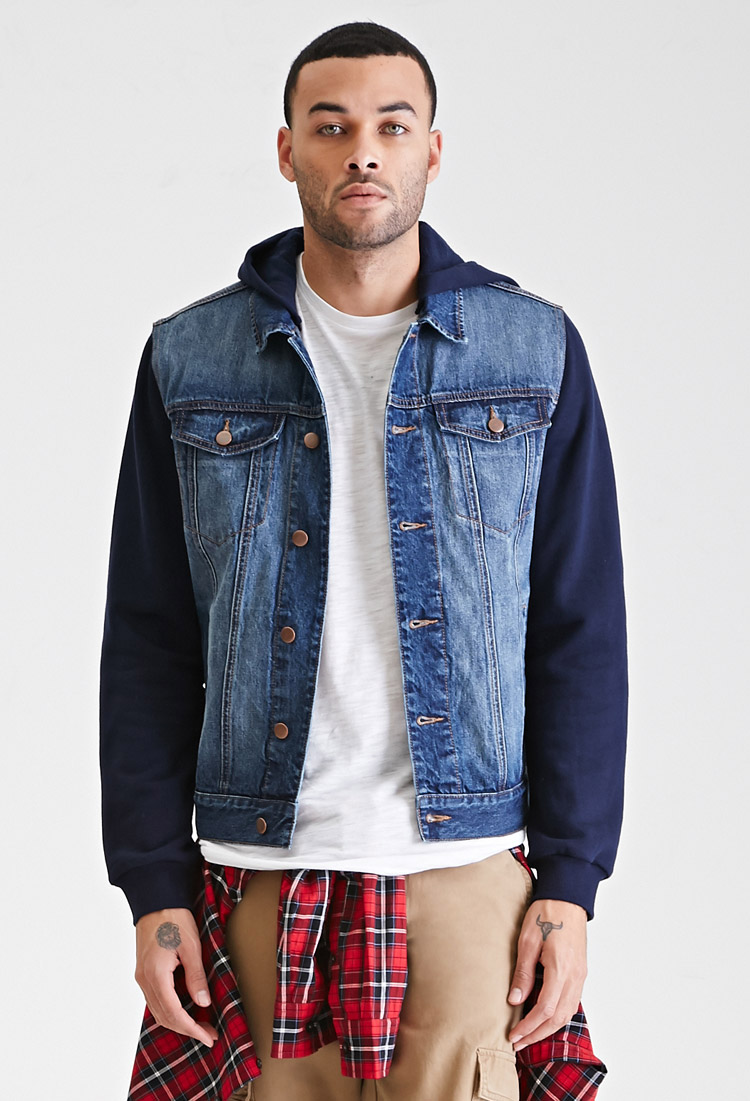 Sell denim vest with hood mens pay days