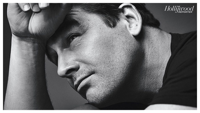 Kyle Chandler poses for a black & white image by photographer Miller Mobley.