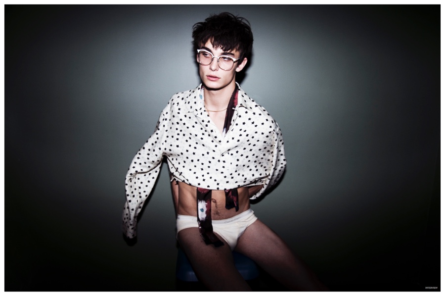 Kyle Mobus Models Designer Shirts for Interview Men’s Editorial Shoot