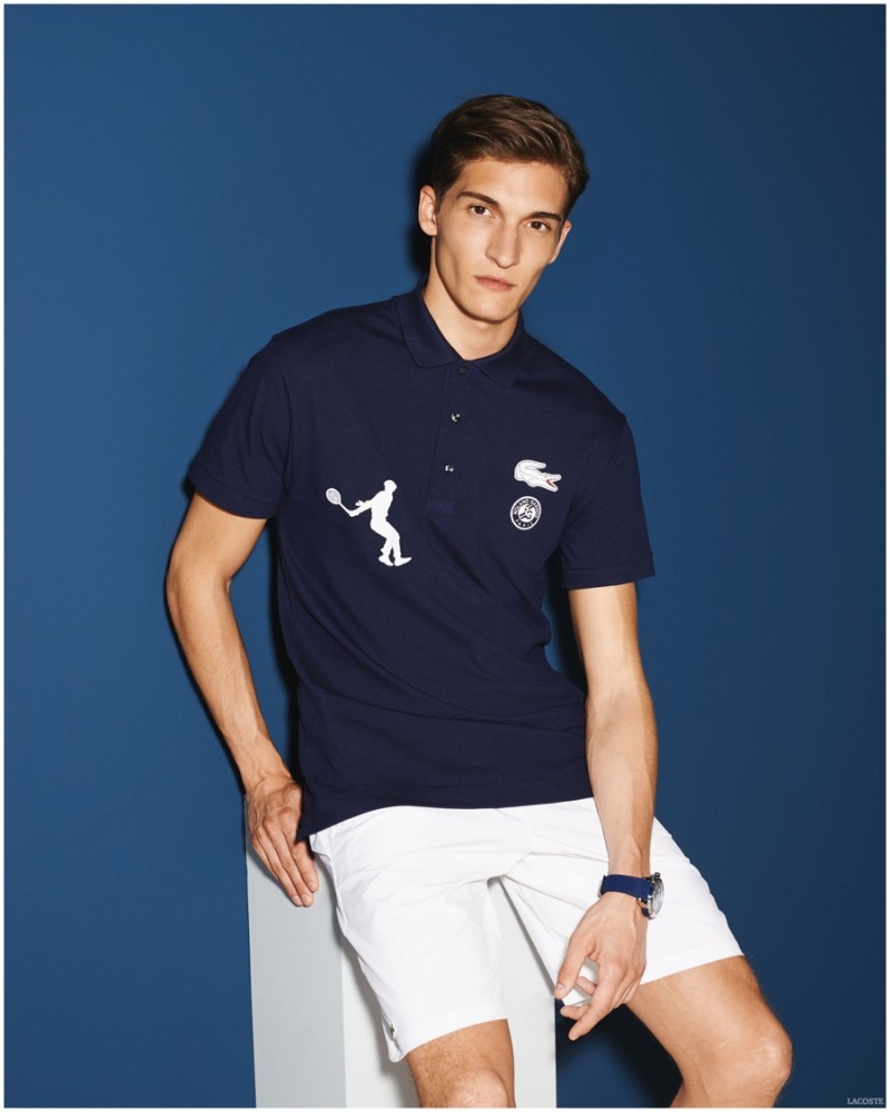 The season's polo shirt is updated with a fun tennis figure.