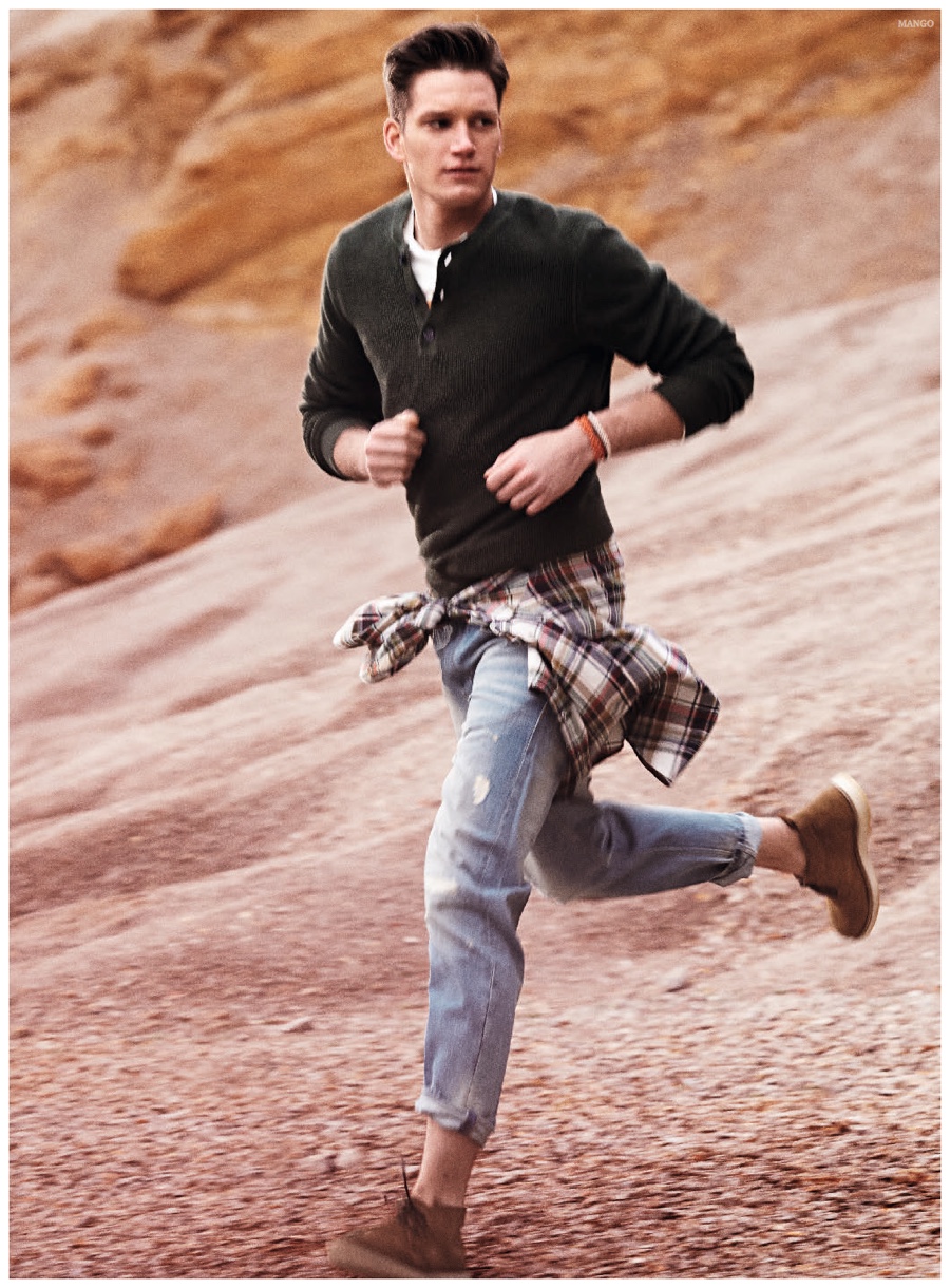 Mango Highlights Casual Men’s Spring 2015 Styles in Mountain Shoot Featuring Florian Van Bael