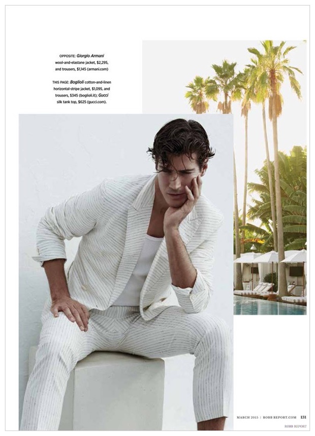 White Suiting: Oriol Elcacho delivers a contemplative pose.