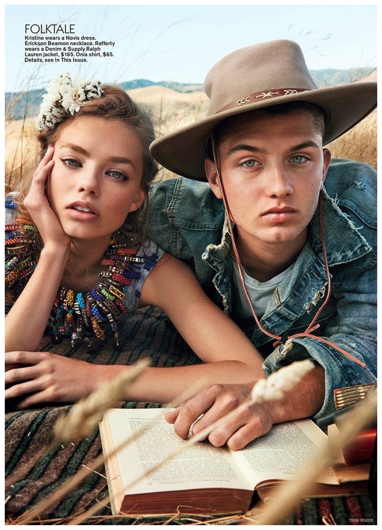 A splitting image of his father Jude Law, Rafferty wears a charming hat and poses in a denim jacket from Denim & Supply Ralph Lauren.