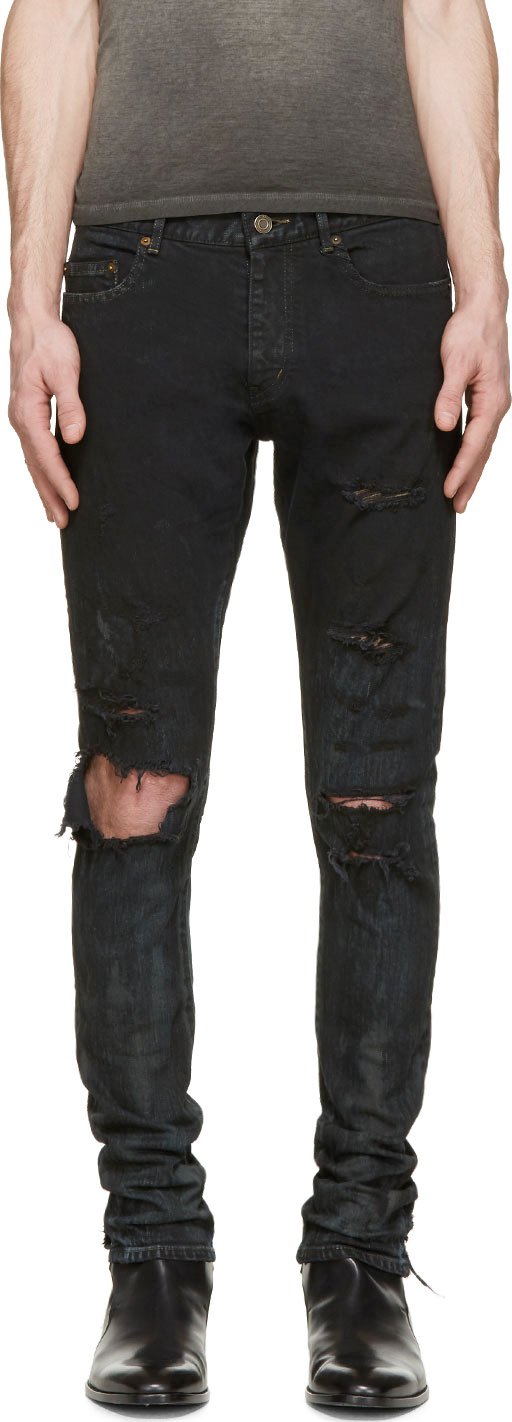 Shop Saint Laurent Distressed, Ripped Skinny Jeans from Spring 2015 Men ...