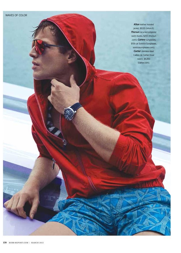 Geoffroy Jonckheere sports a red leather jacket from Kiton.