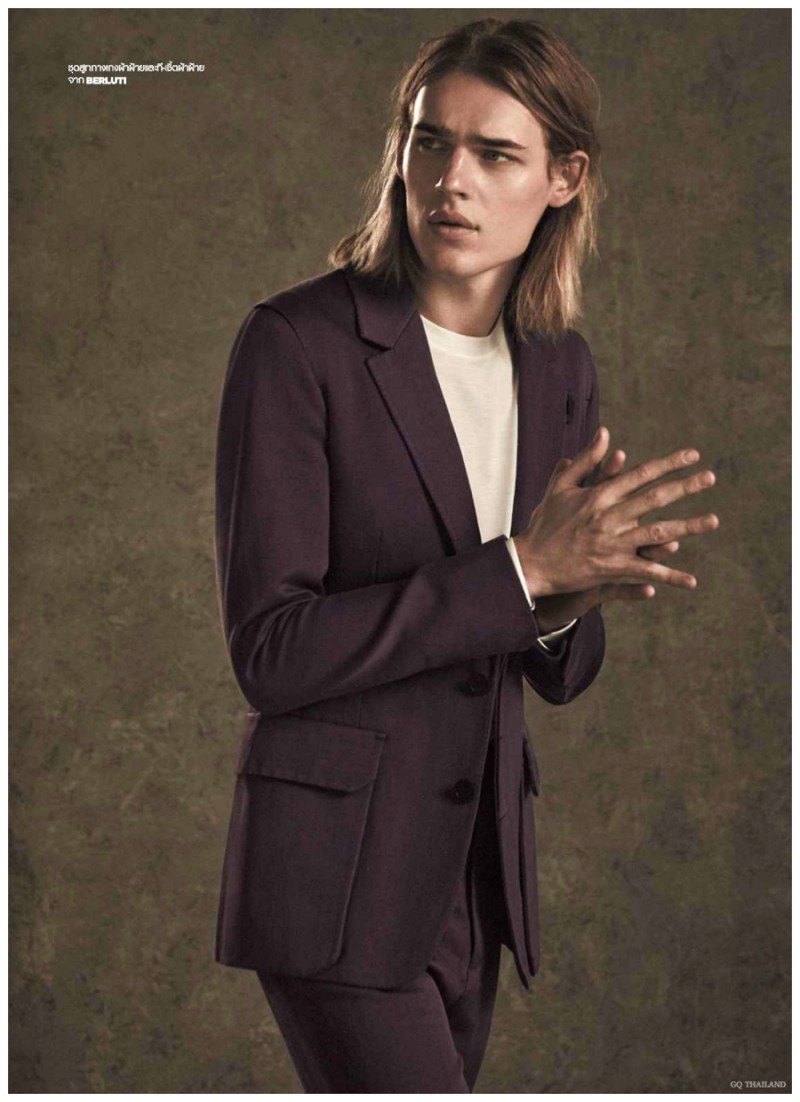 Ton Heukels charms in a deep purple suiting look from Berluti.