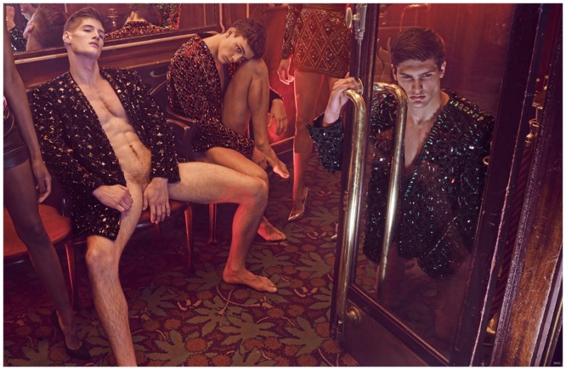 Ryan Tift goes nude for a racy Balmain moment.