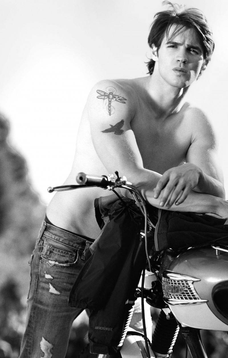 Posing on a bike shirtless, The Vampire Diaries actor Steven R. McQueen appears in a spring 2014 ad for Abercrombie & Fitch.