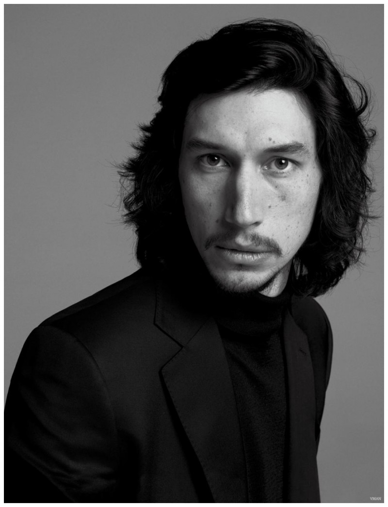 Adam Driver is simple in black.