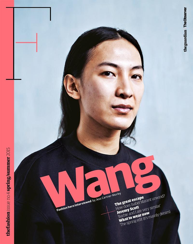 Designer Alexander Wang covers the spring-summer 2015 issue of The Fashion from The Guardian. Photo by Van Sarki.