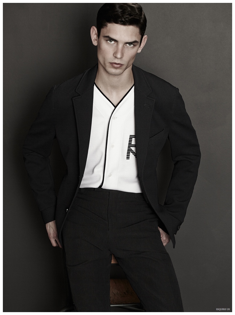 Serving up a sporty take on spring, Arthur Gosse models a look from DKNY.