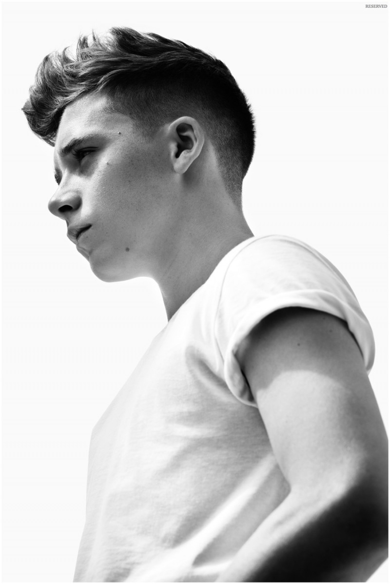 Brooklyn Beckham delivers a side profile.