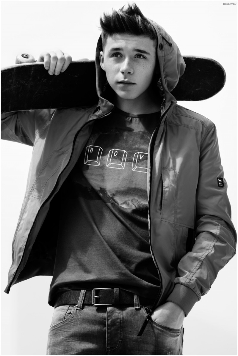 Following in his brother's model footsteps, David and Victoria Beckham's oldest son, Brooklyn tackles the career of a model. Brooklyn appeared in Reserved's spring 2015 campaign.