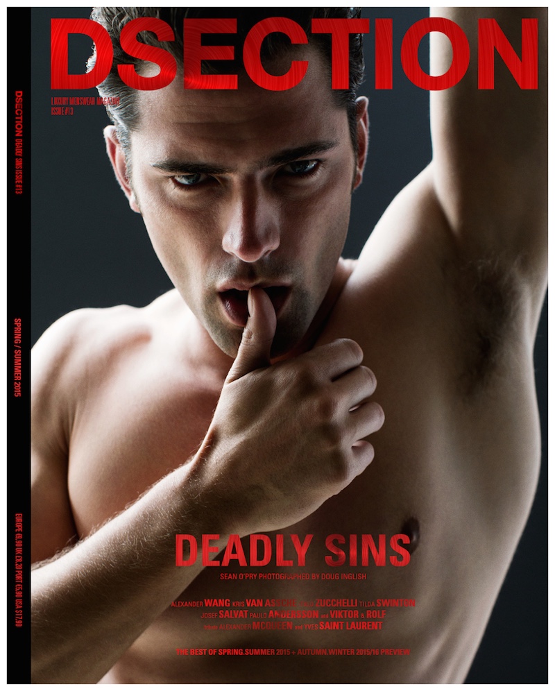 Posing shirtless, Sean O'Pry covers DSection.