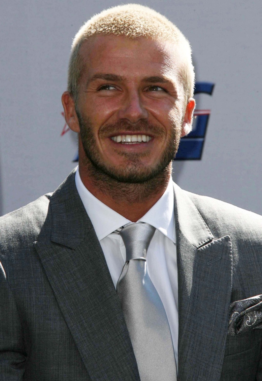 David Beckham Hair Style Picture Blond Buzz Cut