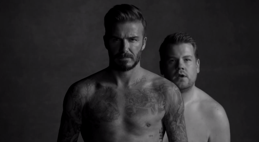 David Beckham Spoofs H&M Underwear Ad with James Corden