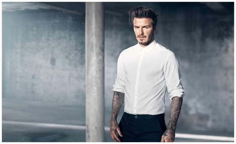 David Beckham on the white shirt: "Every man needs the perfect white shirt in his wardrobe.  This cotton poplin shirt looks great worn with a suit, but I like that it can work with most outfits."