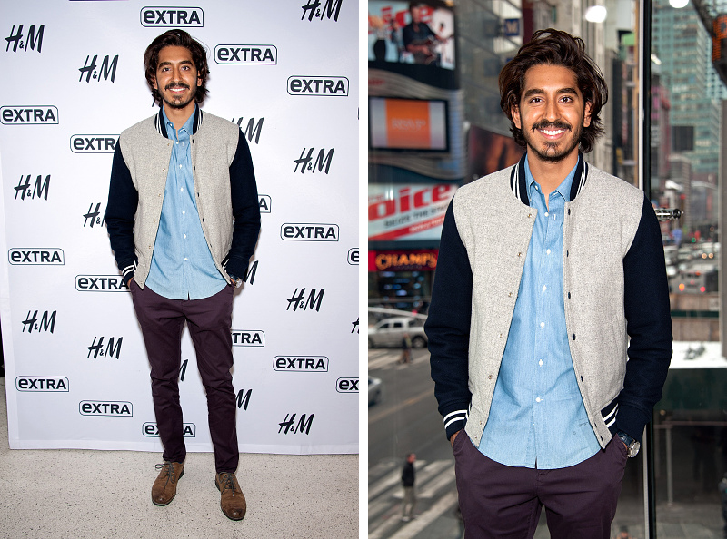 Dev Patel March 2015 Photo Extra GANT Varsity Jacket