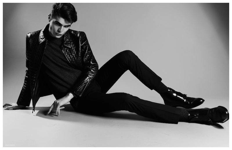 Black on Black: Diego Villarreal embraces a dark look with a slim silhouette.