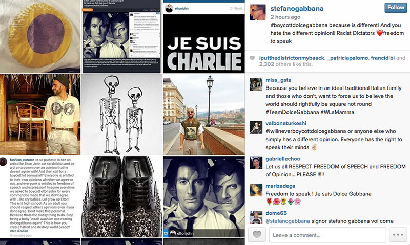 Gabbana continues to comment on the matter.