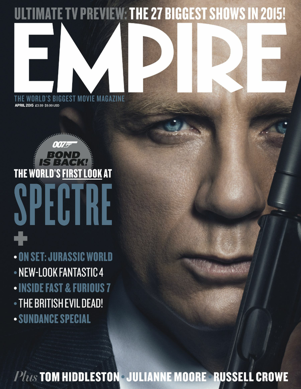 Daniel Craig is captured as James Bond for Empire magazine's April 2015 cover.